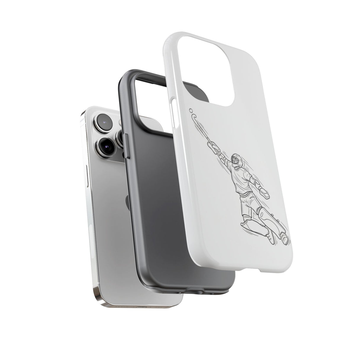Hockey Goalkeeper Sketch Phone Case — Minimalist Sports Protective Cover