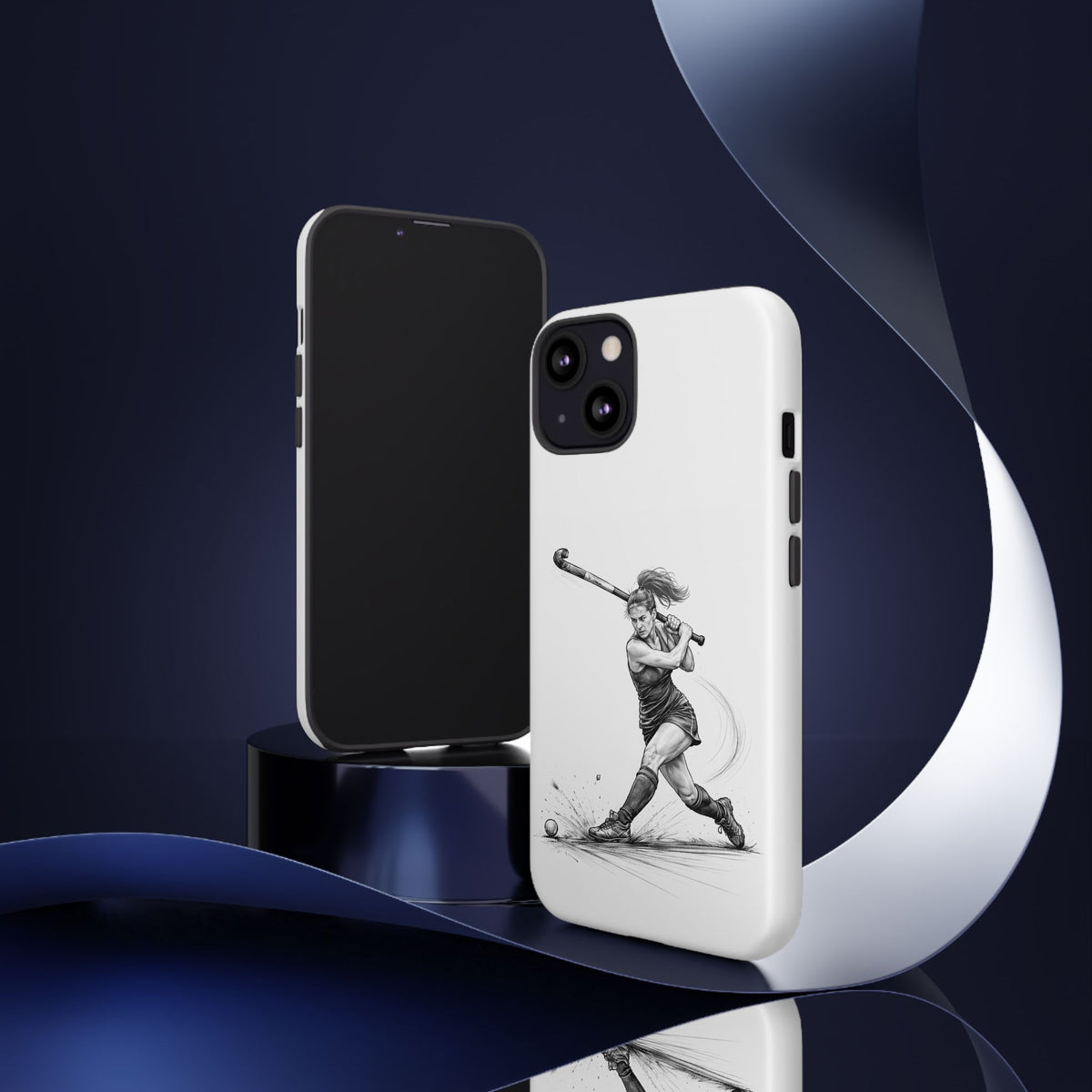 Phone Case, Hockey, Female Player "Tomahawk" shot design, Tough Case