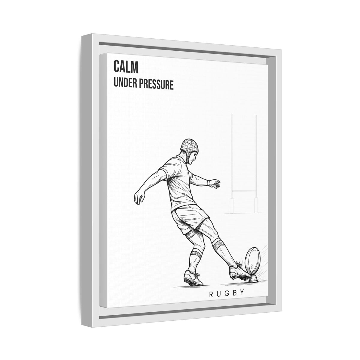 Print, Rugby Conversion Kick - Calm Under Pressure, Matte Canvas Print Framed Art