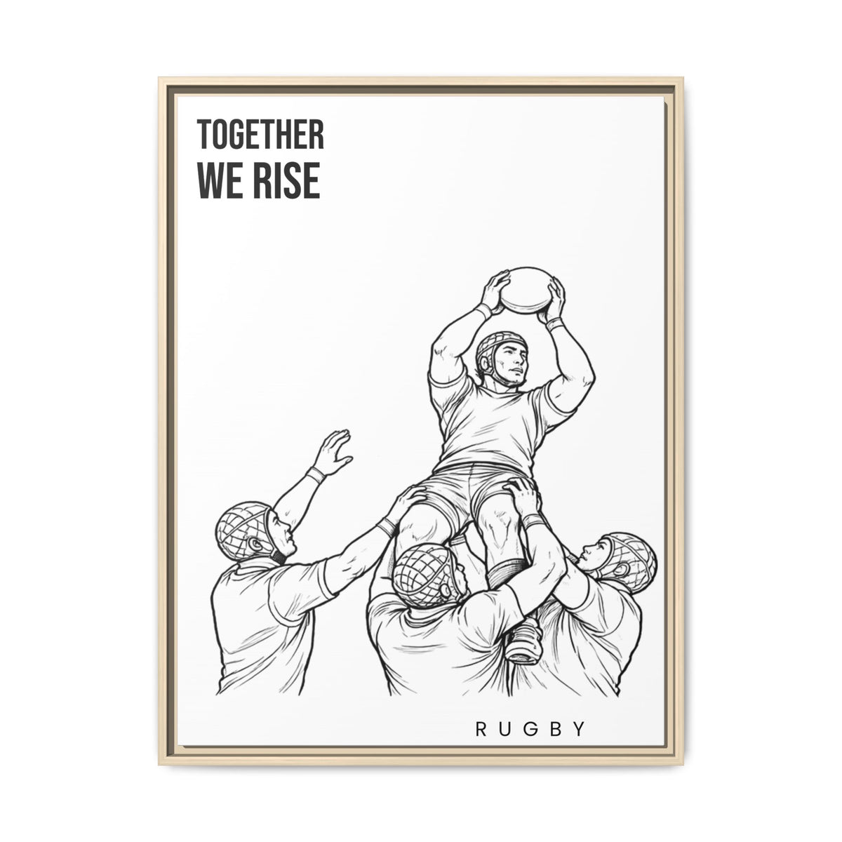 Print, Rugby Line-Out Together We Rise , Matte Canvas Print Framed Art
