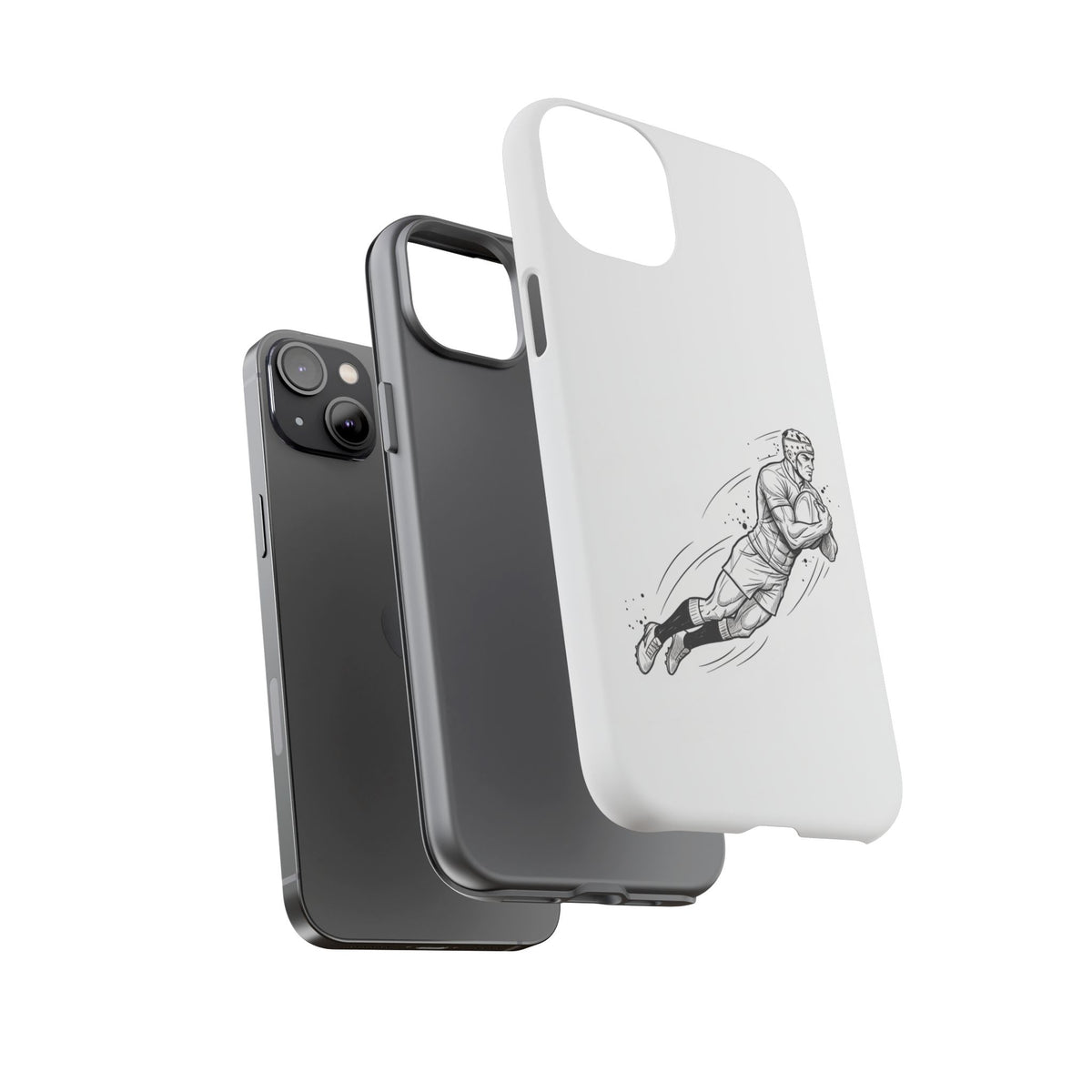 Phone Case, Rugby Try Swan Dive Minimalist Sketch design, Tough Case