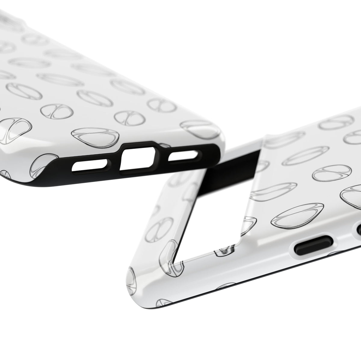 Phone Case, Rugby Ball Minimalist Sketch Pattern, Tough Case
