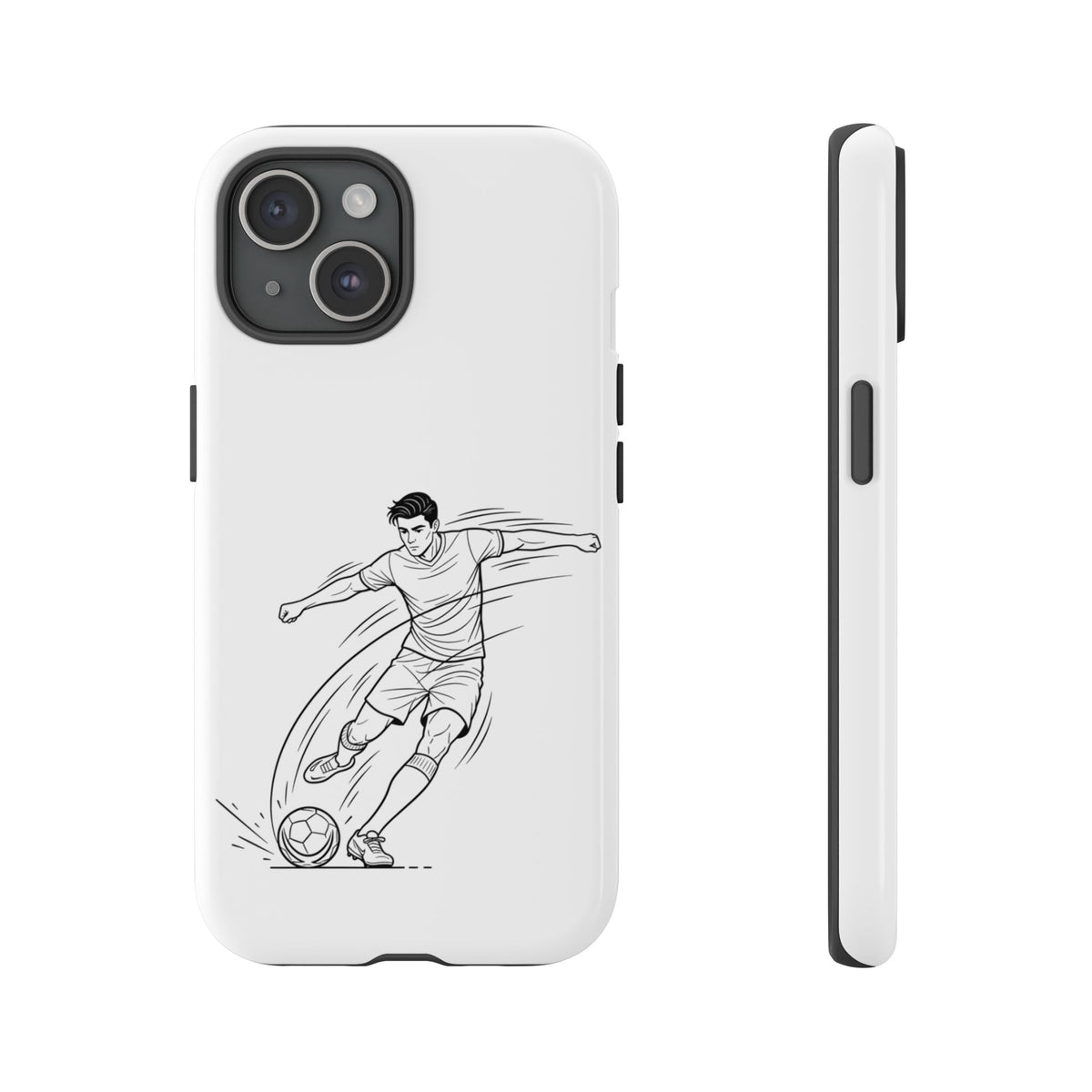 Phone Case, Football Free Kick / Strike Minimalist sketch Design, Tough Case
