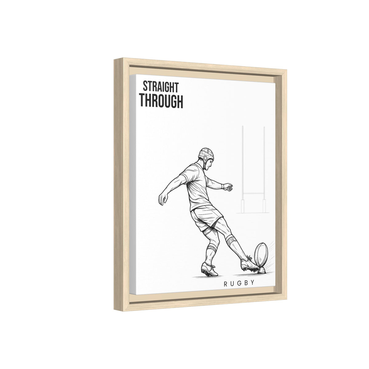 Print, Rugby Conversion Kick - Straight Through, Matte Canvas Print Framed Art