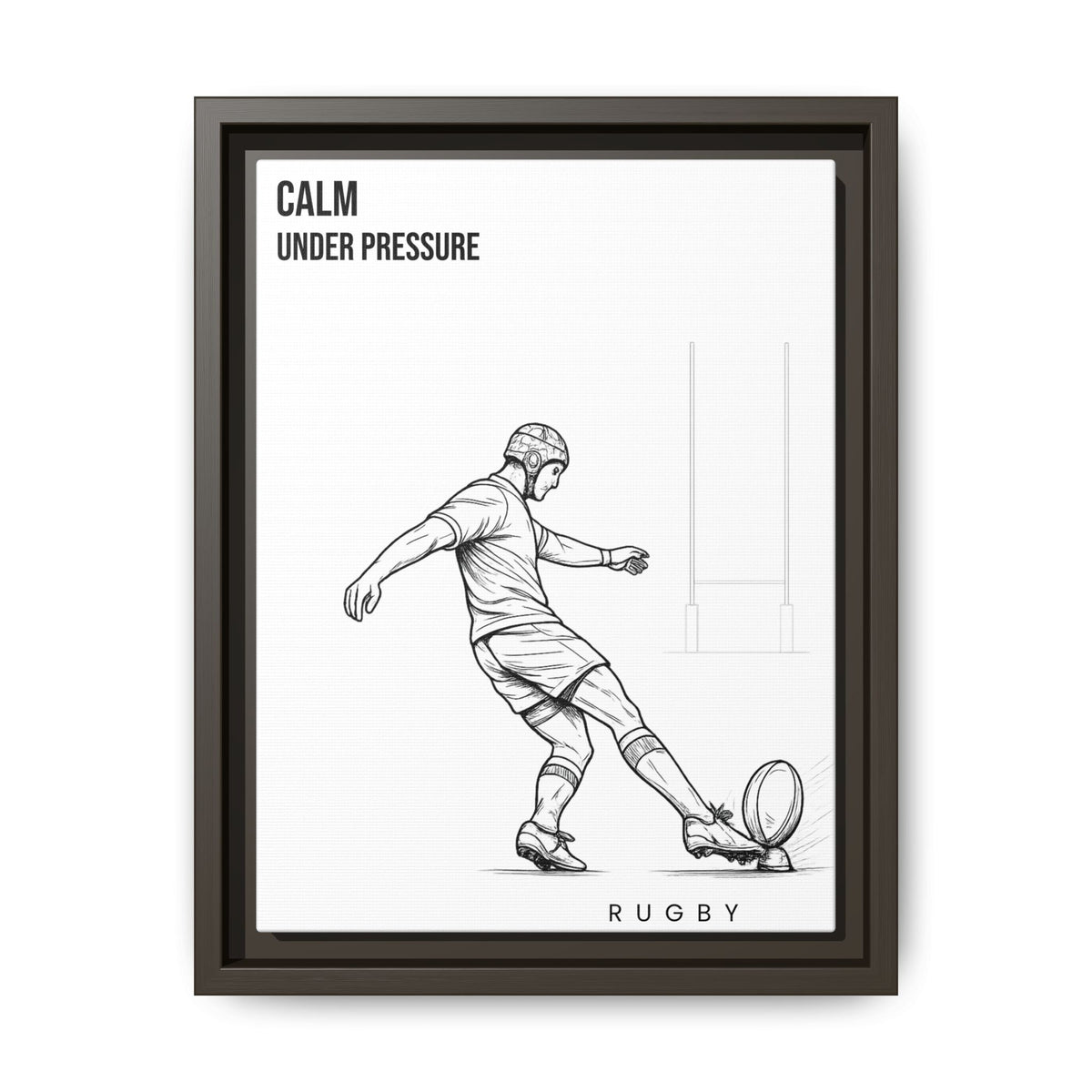 Print, Rugby Conversion Kick - Calm Under Pressure, Matte Canvas Print Framed Art