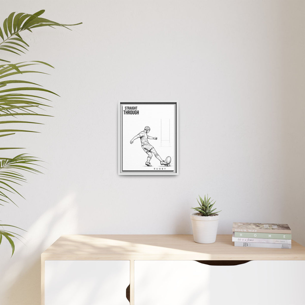 Print, Rugby Conversion Kick - Straight Through, Matte Canvas Print Framed Art