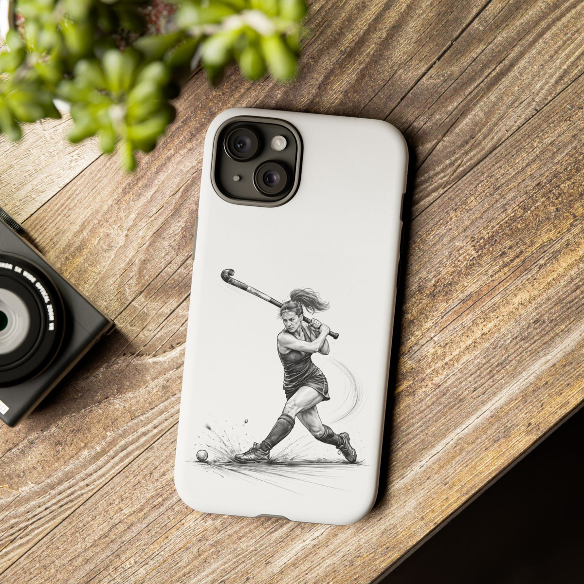 Phone Case, Hockey, Female Player "Tomahawk" shot design, Tough Case