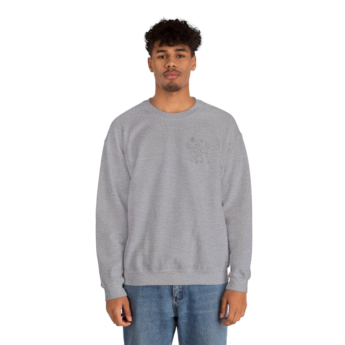 Sweatshirt, Unisex Crewneck, Rugby Minimalist Line Art Design, Cotton, Various Colours