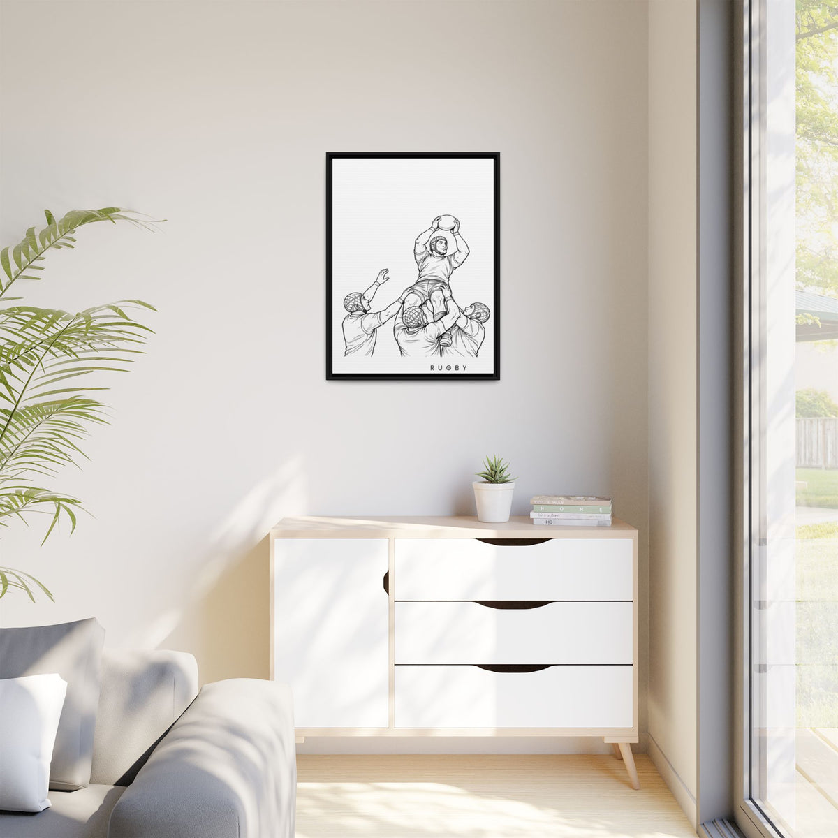 Print, Rugby Line-Out, Matte Canvas Print Framed Art