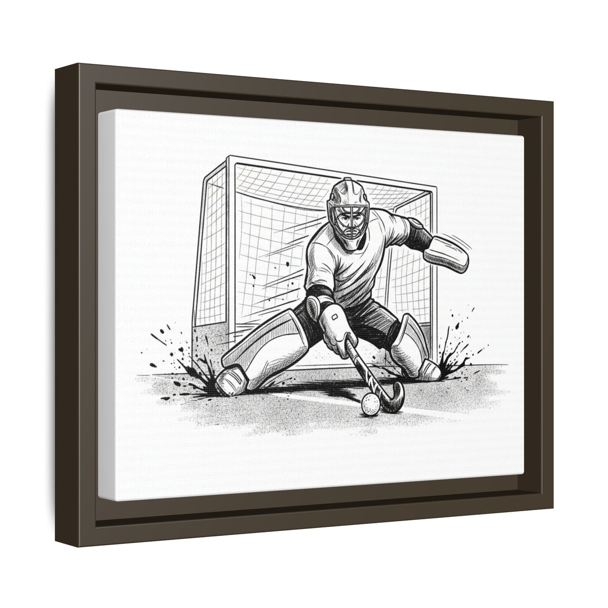 Print, Field Hockey Goalie Save, Matte Canvas Print Framed Art
