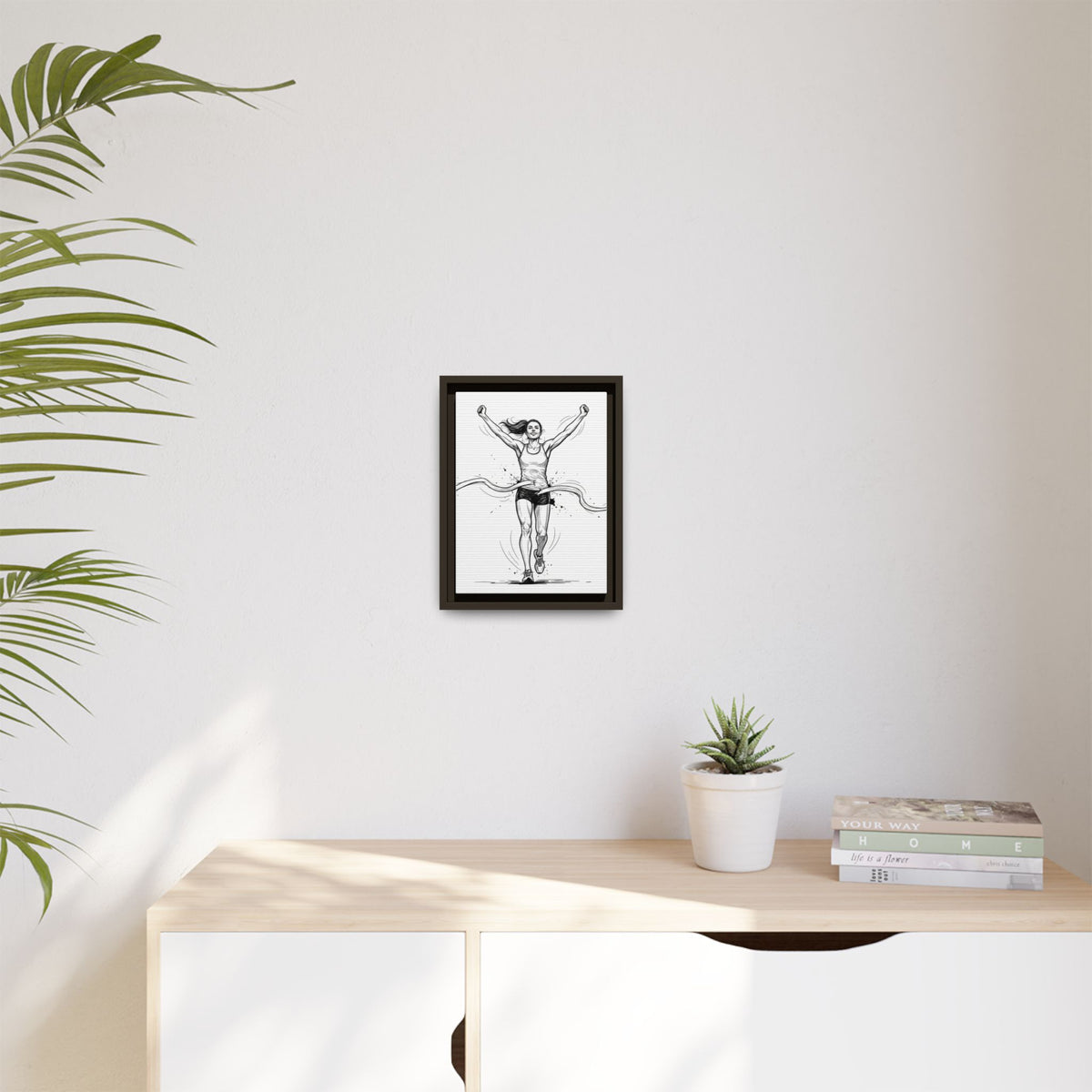 Print, Female Runner, Matte Canvas Framed Wall Art