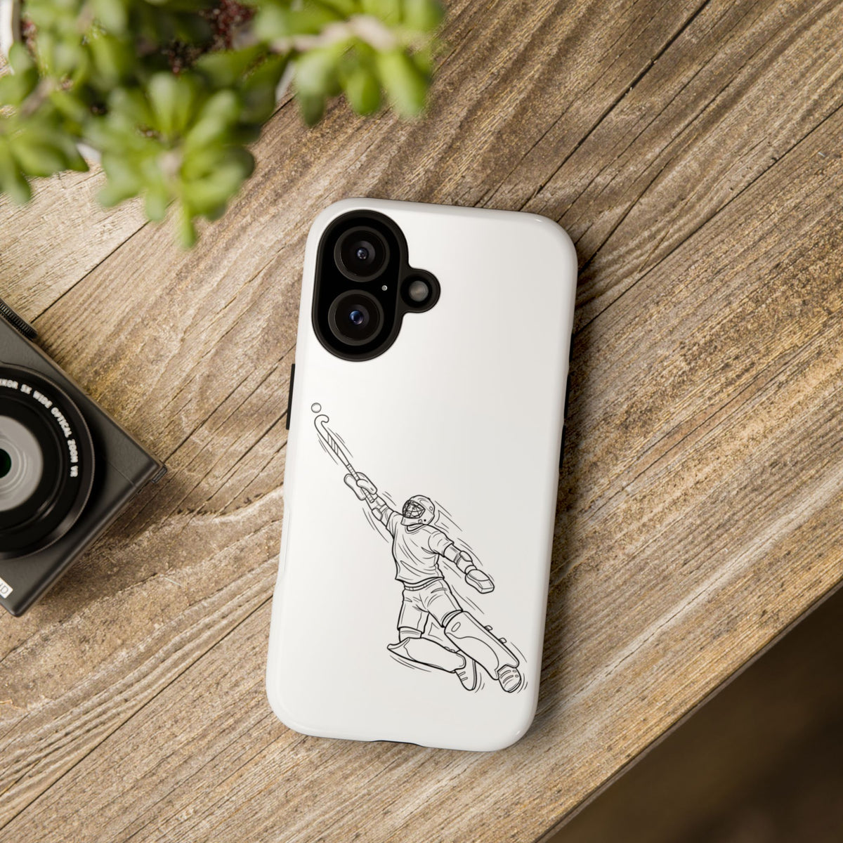 Hockey Goalkeeper Sketch Phone Case — Minimalist Sports Protective Cover