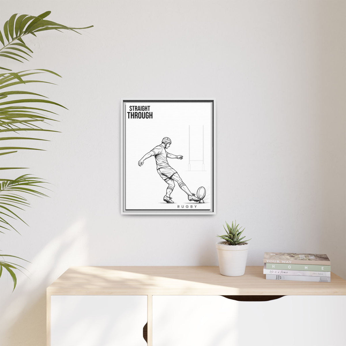 Print, Rugby Conversion Kick - Straight Through, Matte Canvas Print Framed Art