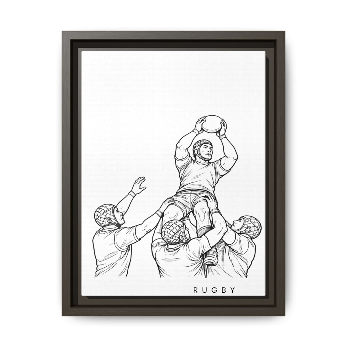 Print, Rugby Line-Out, Matte Canvas Print Framed Art