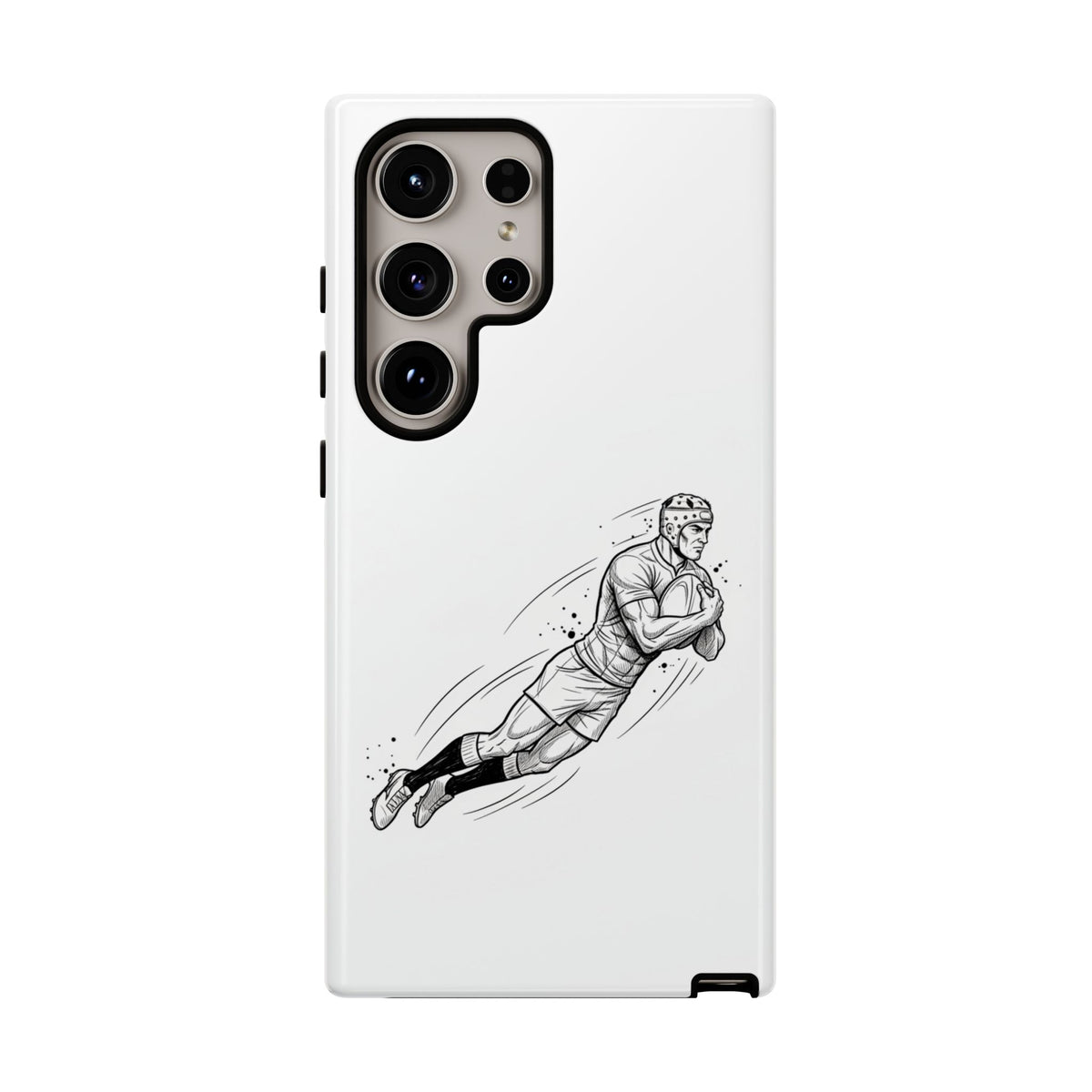 Phone Case, Rugby Try Swan Dive Minimalist Sketch design, Tough Case