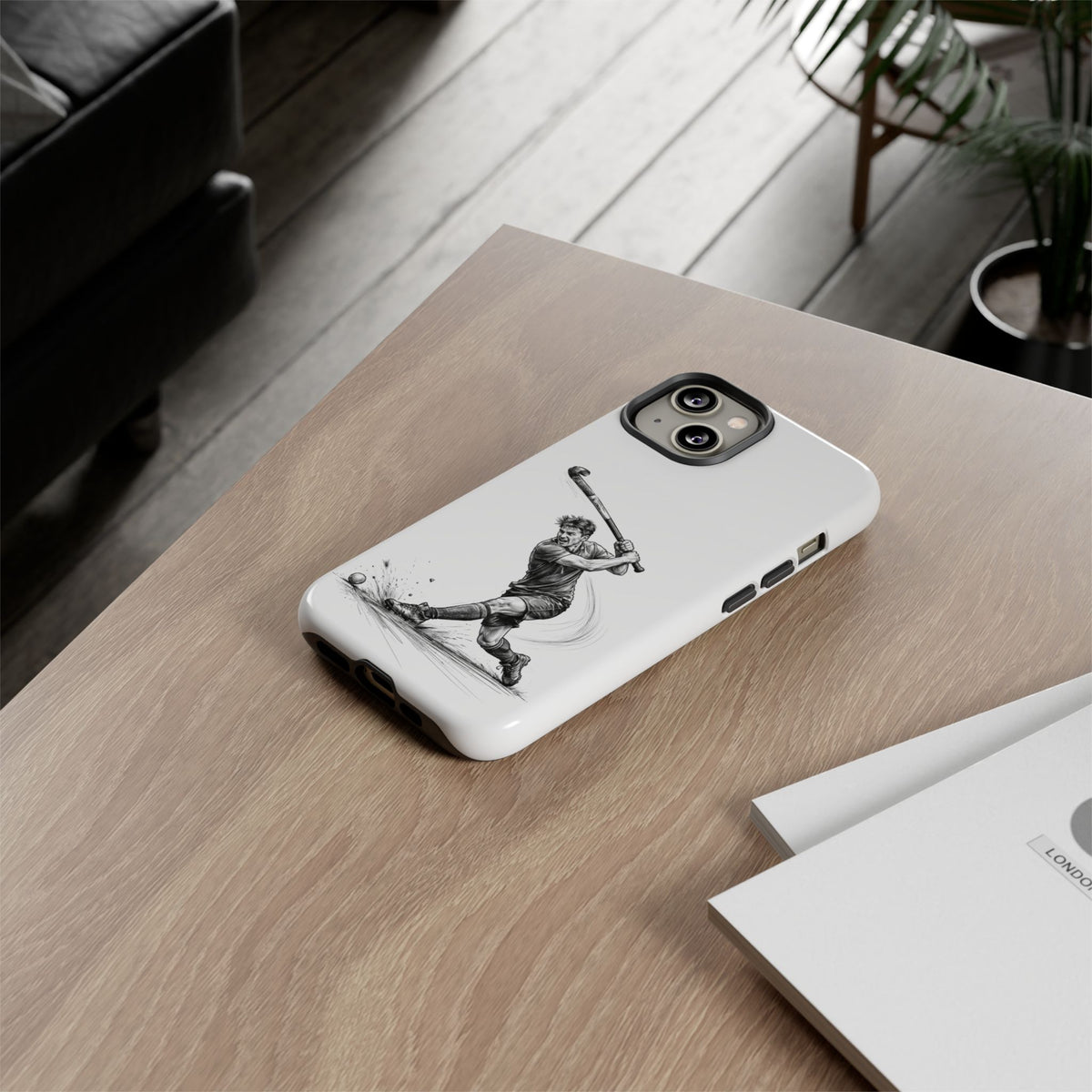 Phone case, Male Hockey Player Tomahawk Sketch,  Tough case