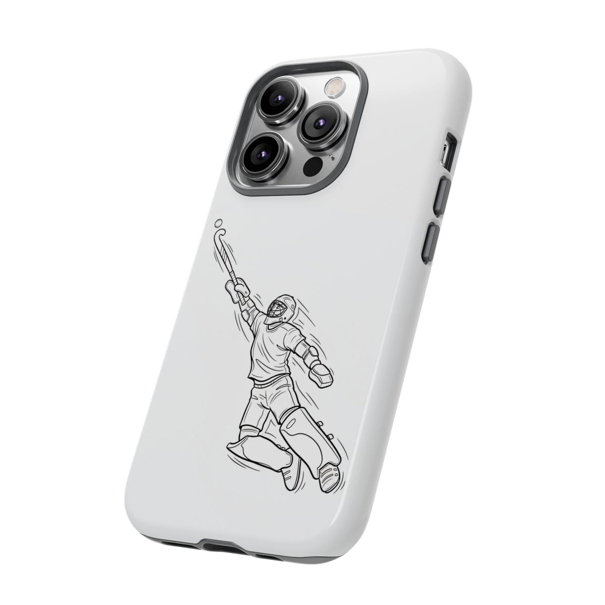 Hockey Goalkeeper Sketch Phone Case — Minimalist Sports Protective Cover