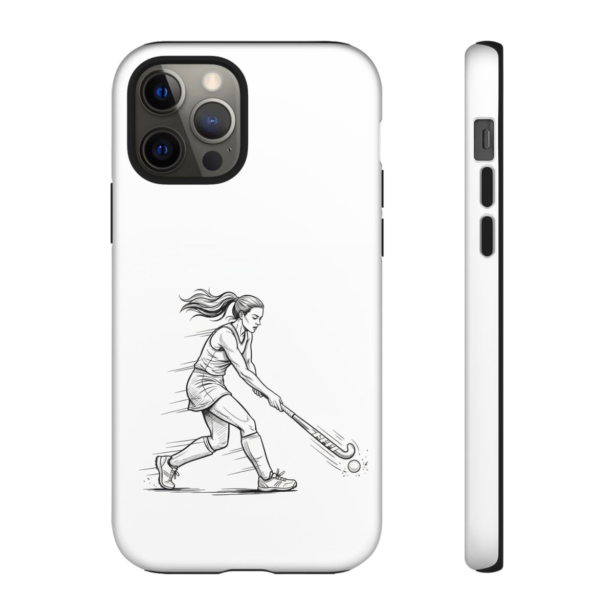Phone Case, Hockey, Female  Player Minimalist sketch design, Tough Case