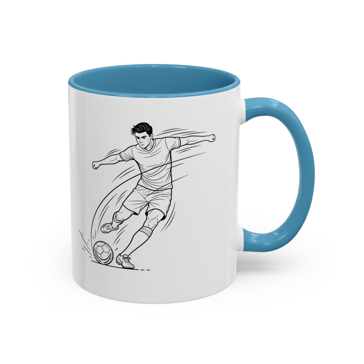 Mug, Football Players, Minimalistic Sketch design, Ceramic 325ml / 11oz, CHOICE of coloured inner