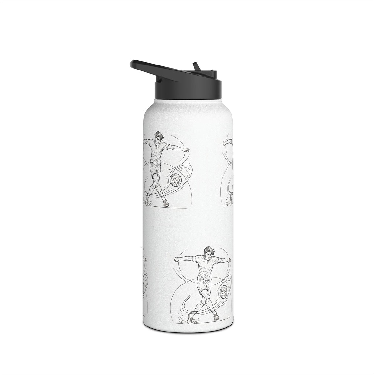 Water Bottle, Football Skills repeat pattern design, Stainless Steel