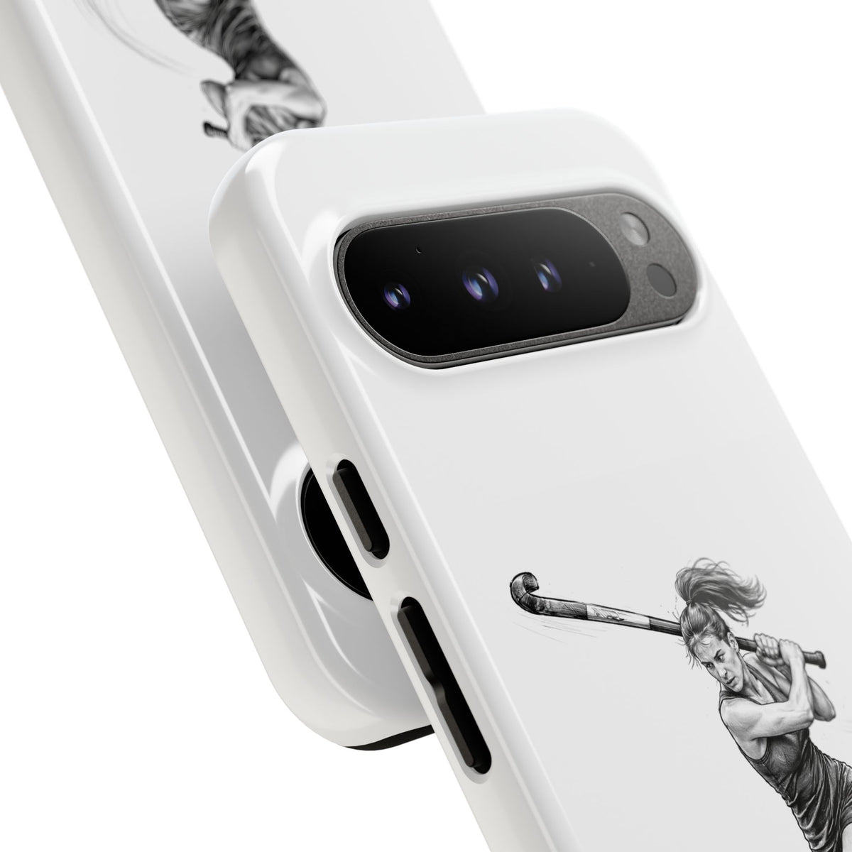 Phone Case, Hockey, Female Player "Tomahawk" shot design, Tough Case