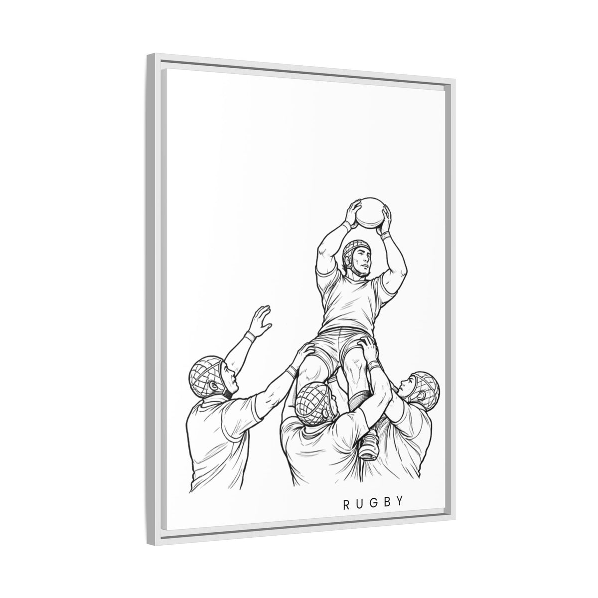 Print, Rugby Line-Out, Matte Canvas Print Framed Art