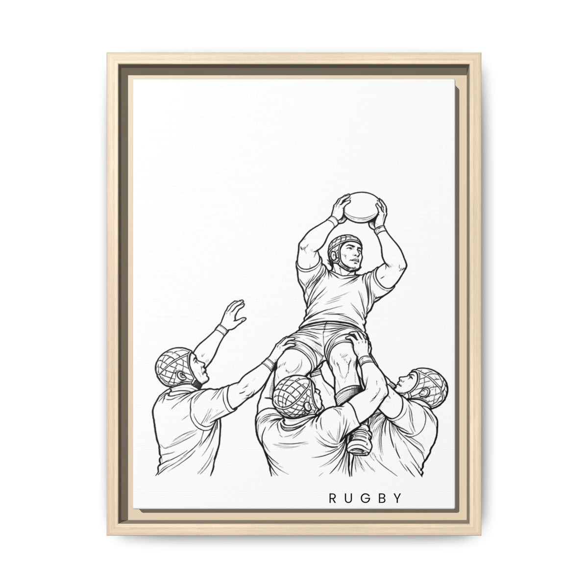 Print, Rugby Line-Out, Matte Canvas Print Framed Art