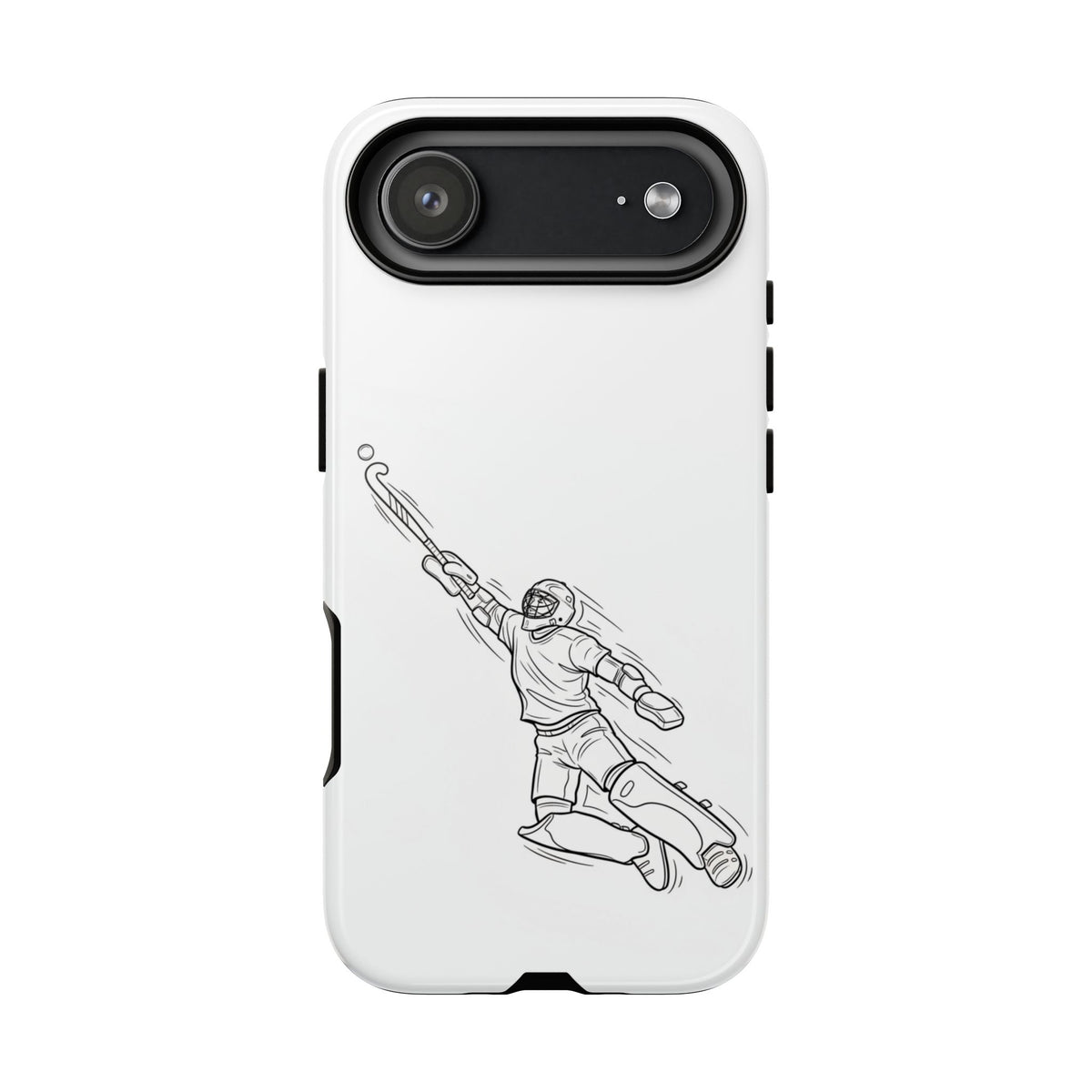 Hockey Goalkeeper Sketch Phone Case — Minimalist Sports Protective Cover