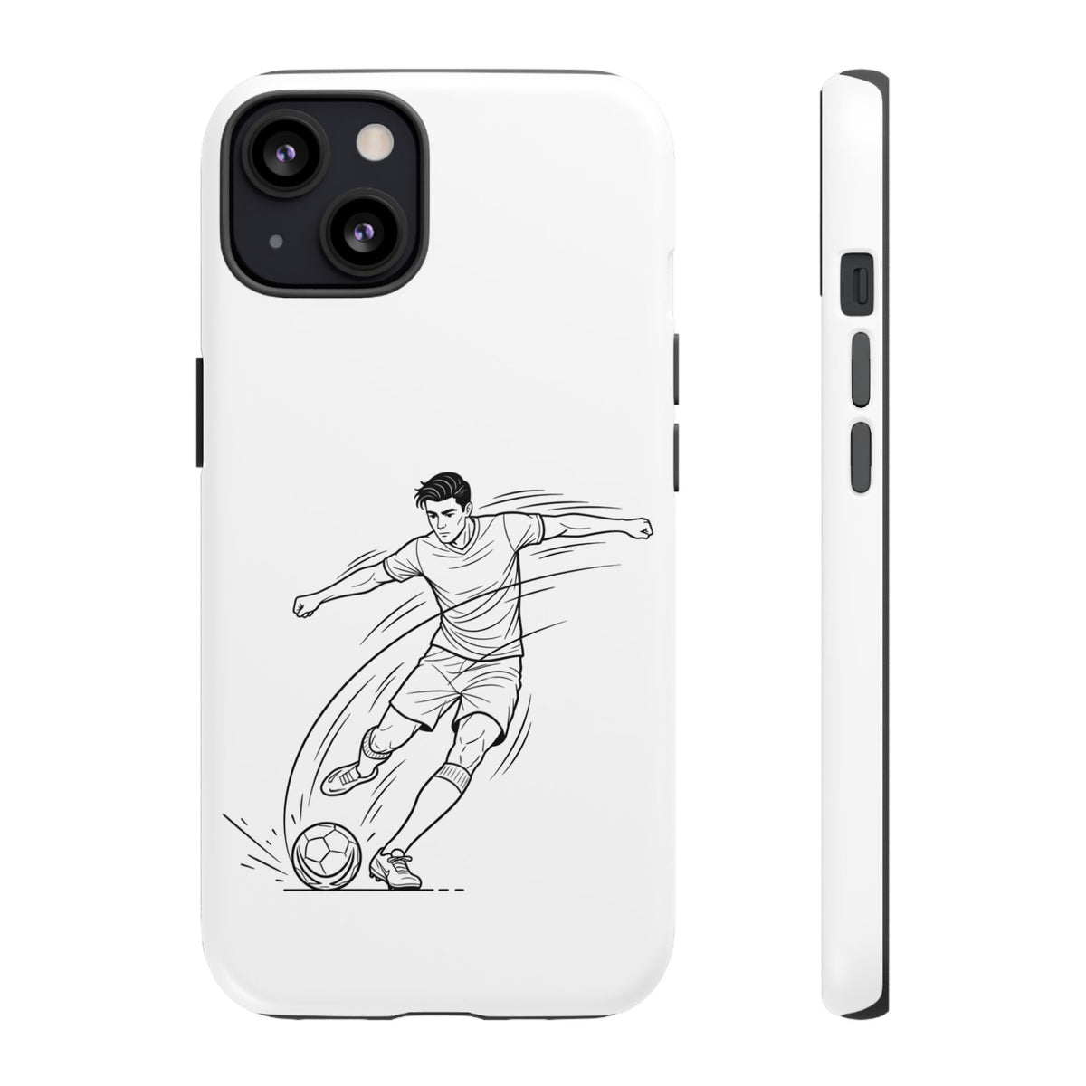 Phone Case, Football Free Kick / Strike Minimalist sketch Design, Tough Case