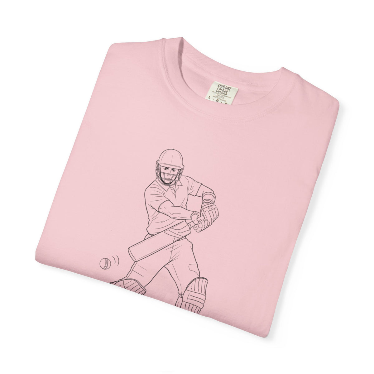 T Shirt, Cricket Batsman Minimalist Sketch Design (Large image), Cotton, Various Colours