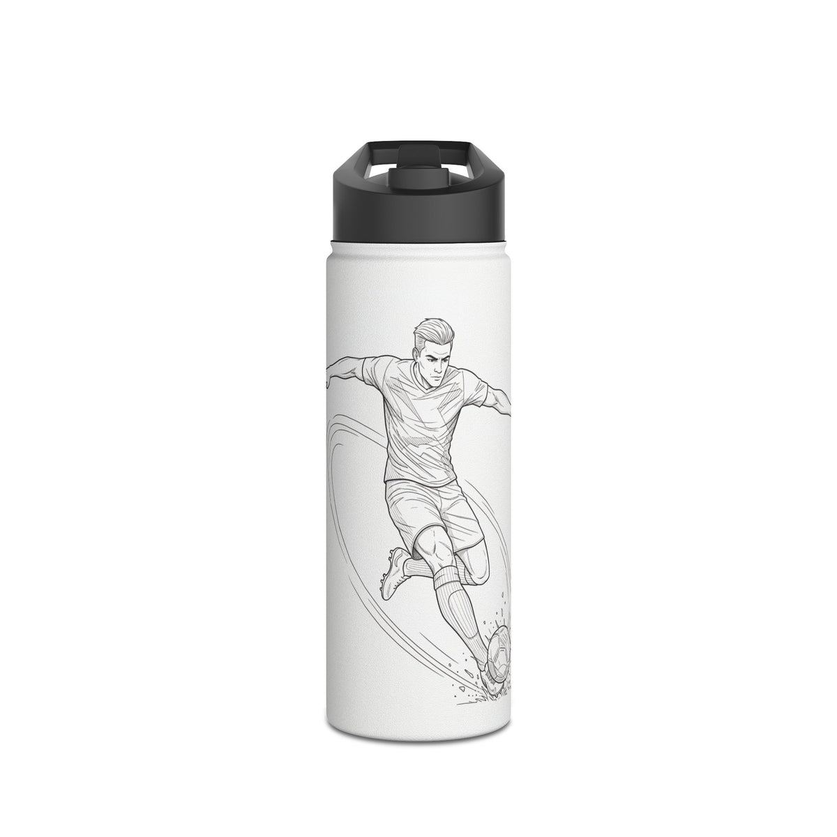 Water Bottle, Football shot Minimalist Sketch, Stainless Steel
