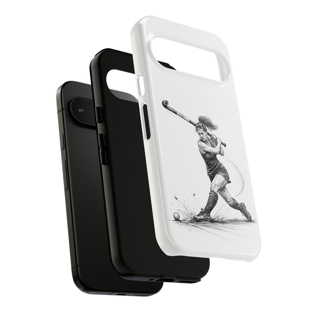 Phone Case, Hockey, Female Player "Tomahawk" shot design, Tough Case