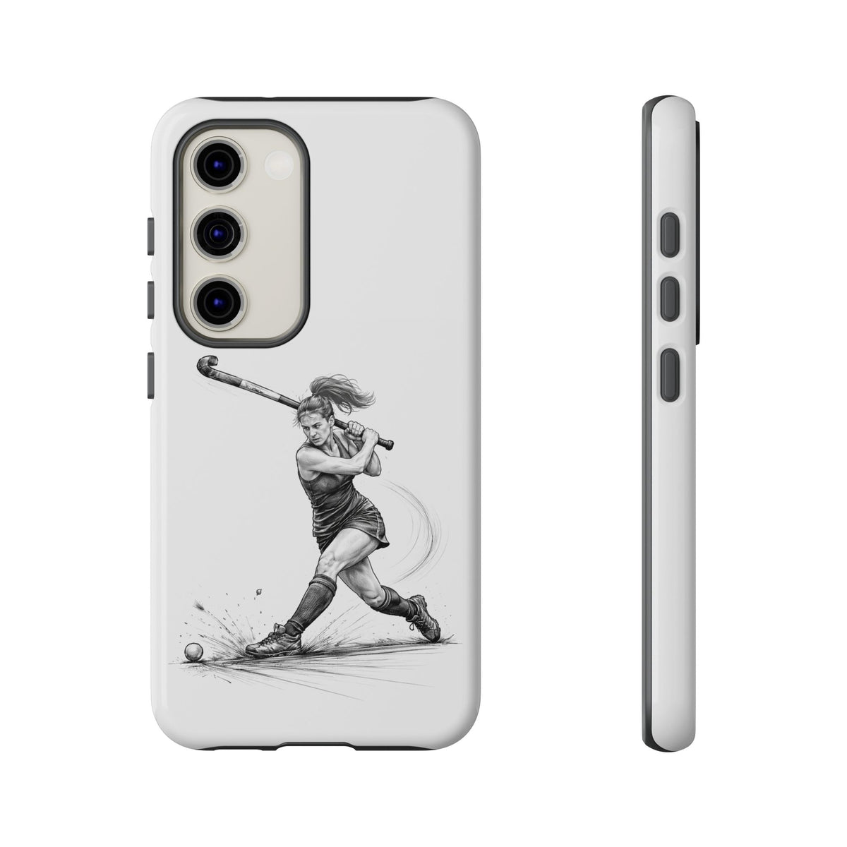 Phone Case, Hockey, Female Player "Tomahawk" shot design, Tough Case