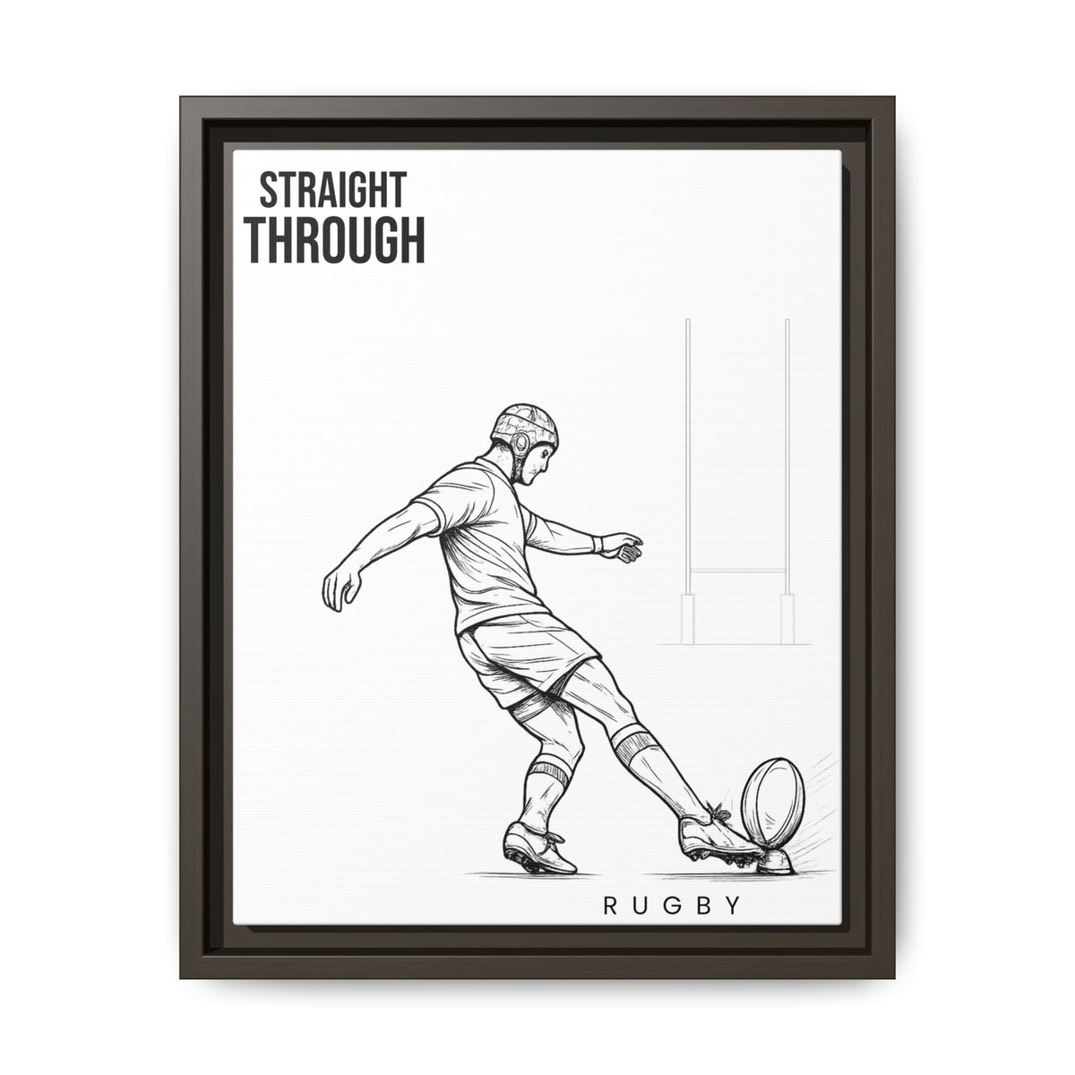 Print, Rugby Conversion Kick - Straight Through, Matte Canvas Print Framed Art
