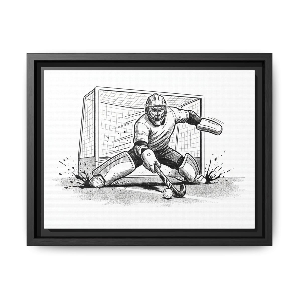 Print, Field Hockey Goalie Save, Matte Canvas Print Framed Art