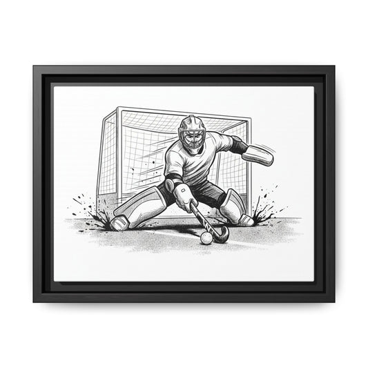Print, Field Hockey Goalie Save, Matte Canvas Print Framed Art