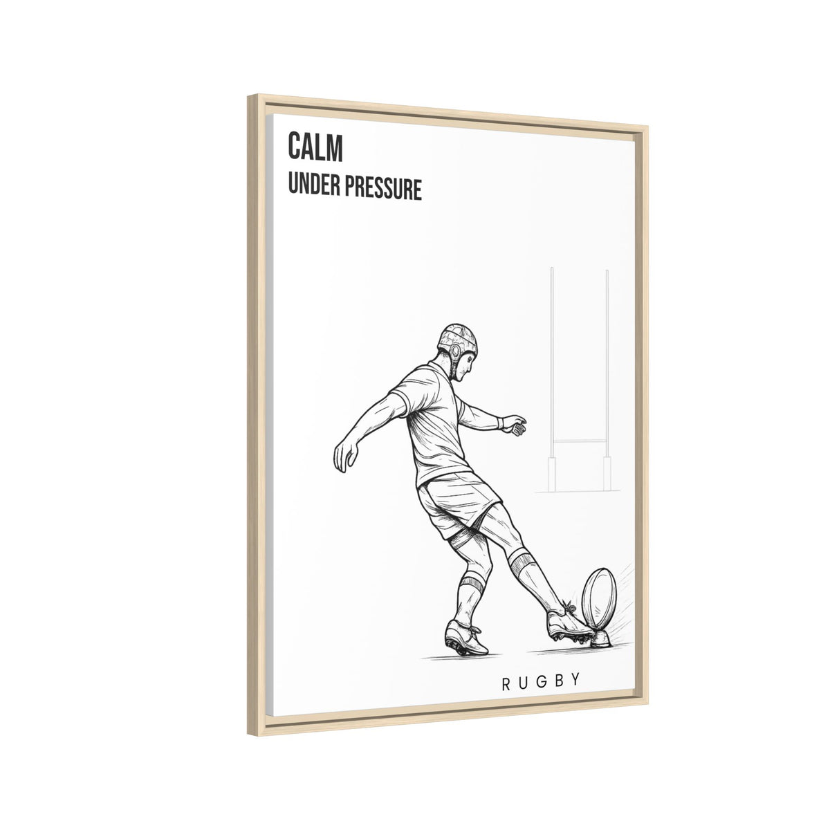 Print, Rugby Conversion Kick - Calm Under Pressure, Matte Canvas Print Framed Art