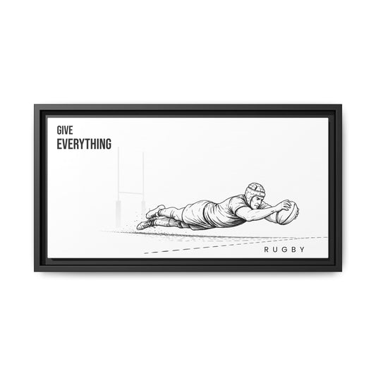 Print, Rugby Try, "Give Everything"  Matte Canvas Framed Wall Art