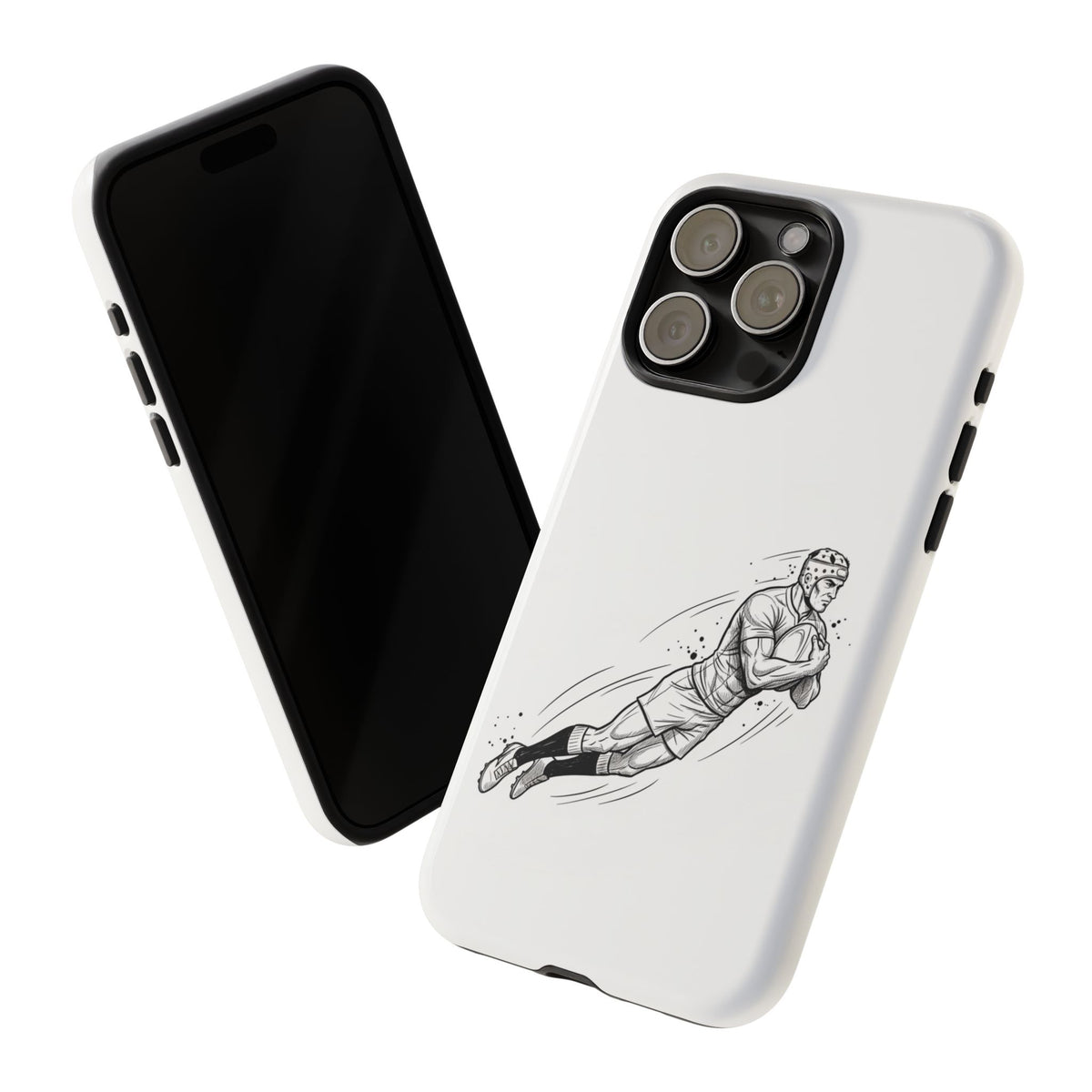 Phone Case, Rugby Try Swan Dive Minimalist Sketch design, Tough Case