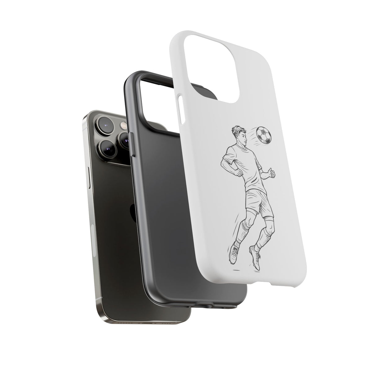 Phone Case, Football Chest-control Minimalist sketch Design, Tough Case