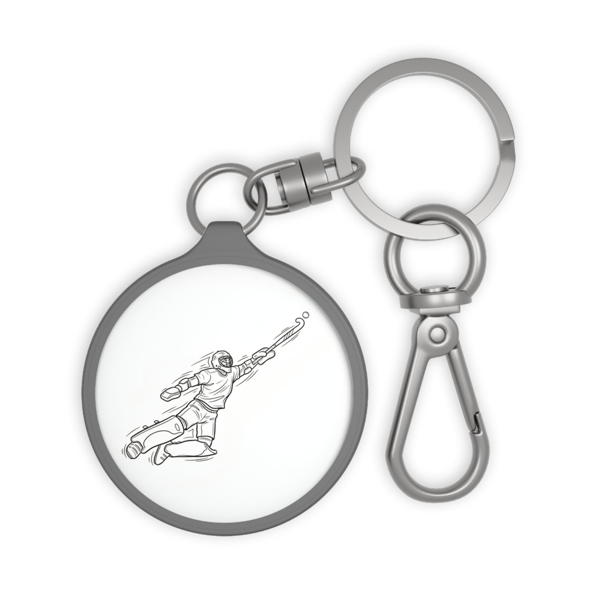 Copy of Keyring Bag Tag, Hockey Goalie, Minimalist Sketch design