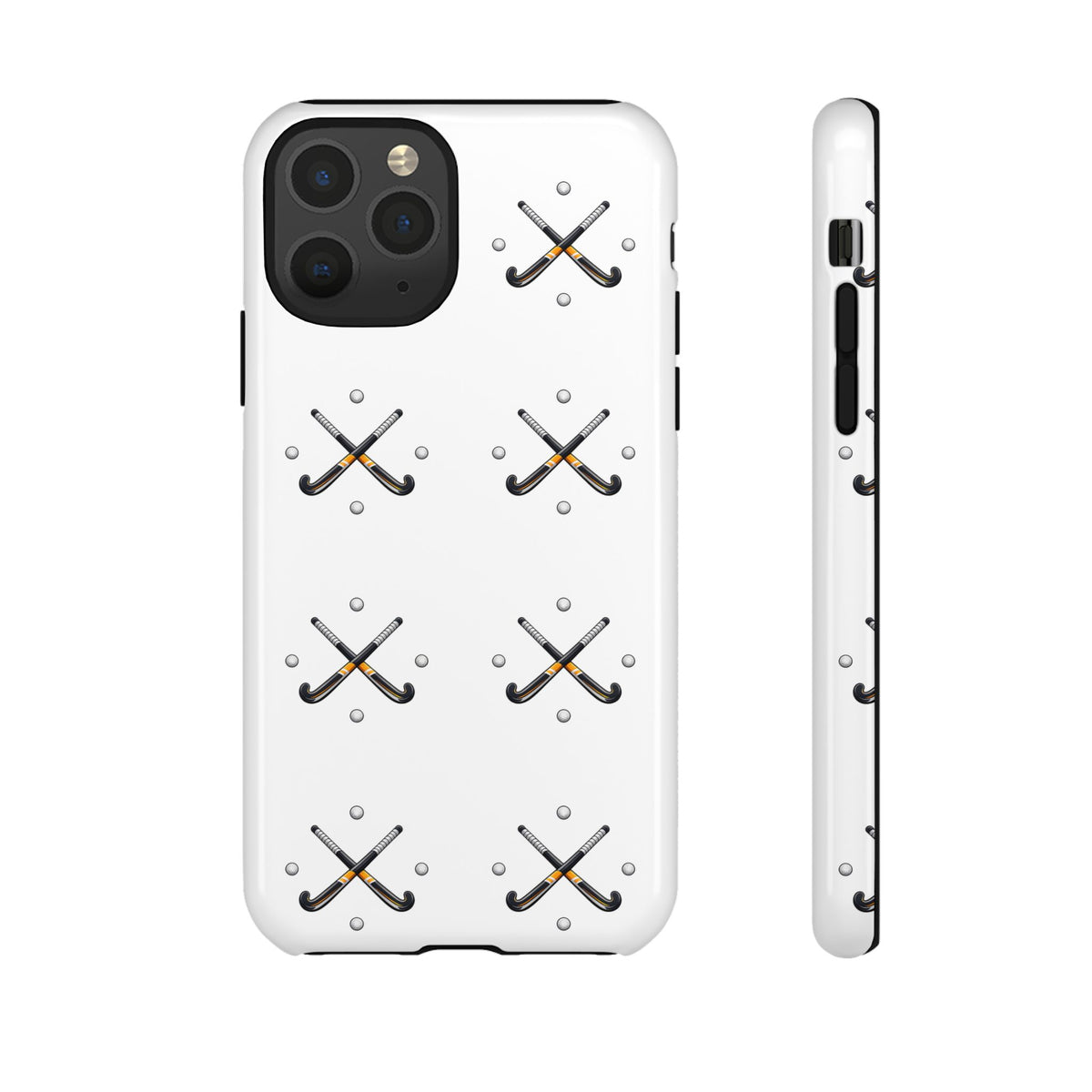 Phone Case, Hockey Repeated Crossed Sticks & Balls Pattern, Tough Case