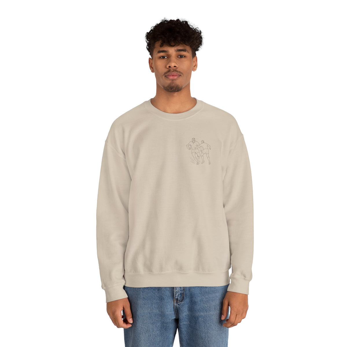 Sweatshirt, Unisex Crewneck, Rugby Minimalist Line Art Design, Cotton, Various Colours