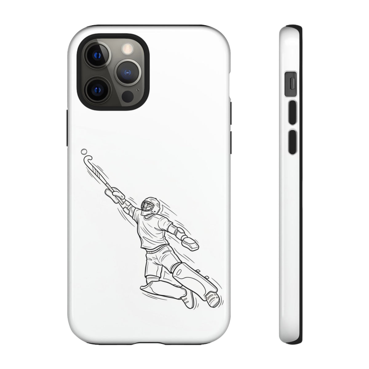 Hockey Goalkeeper Sketch Phone Case — Minimalist Sports Protective Cover