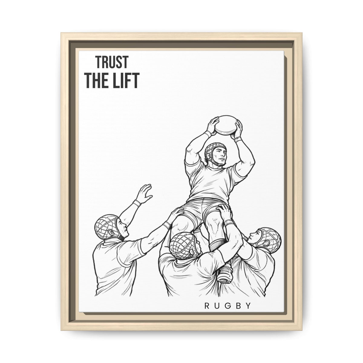 Print, Rugby Line-Out Trust The Lift , Matte Canvas Print Framed Art