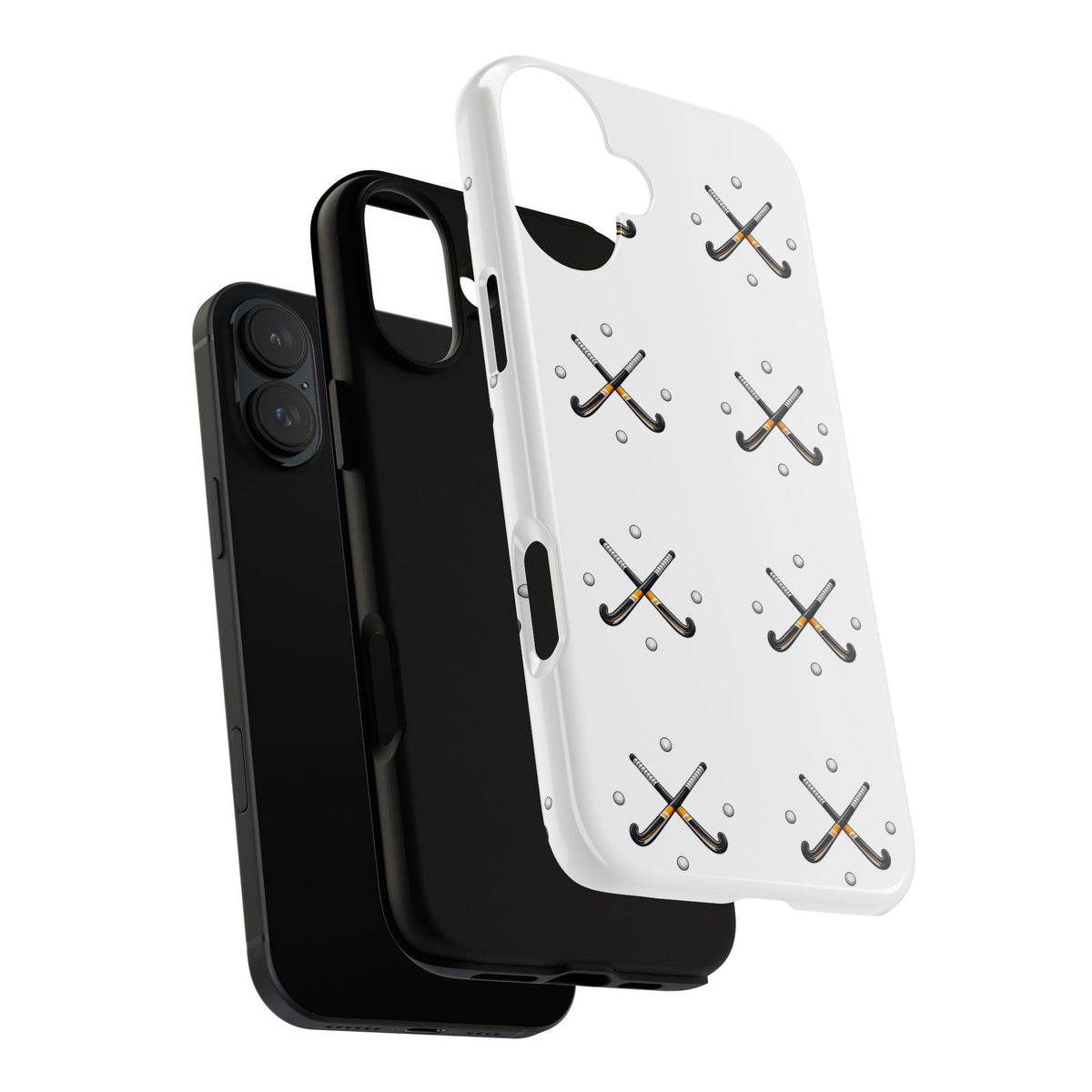 Phone Case, Hockey Repeated Crossed Sticks & Balls Pattern, Tough Case