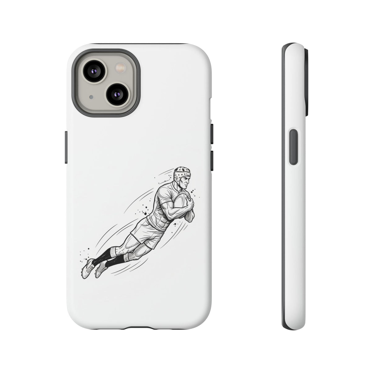 Phone Case, Rugby Try Swan Dive Minimalist Sketch design, Tough Case