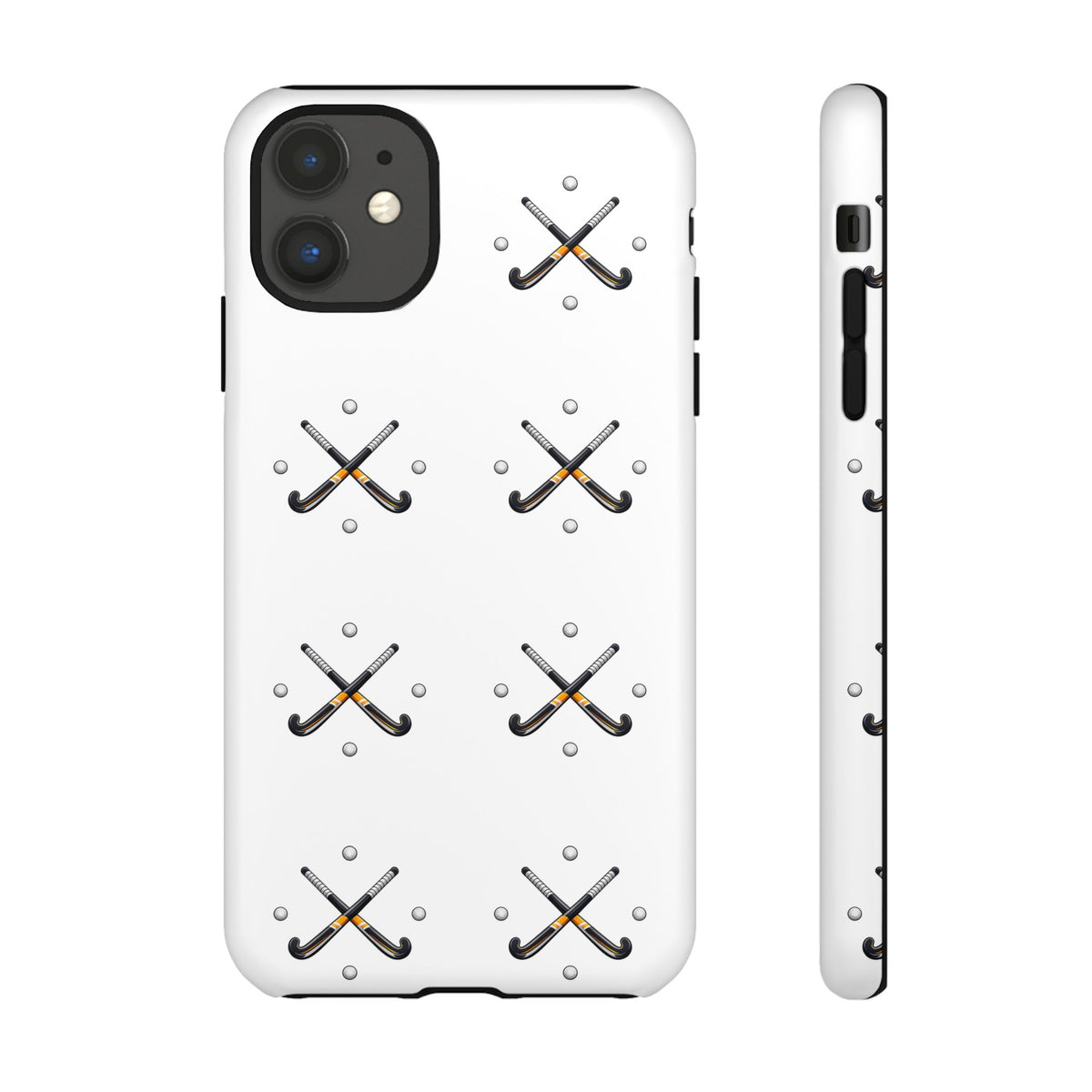 Phone Case, Hockey Repeated Crossed Sticks & Balls Pattern, Tough Case