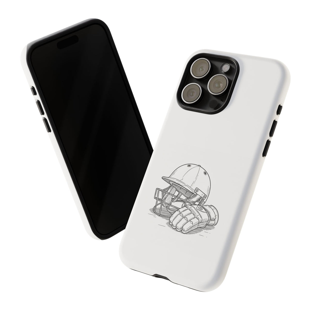 Phone Case, Cricket Gloves & Helmet Sketch, Tough Case