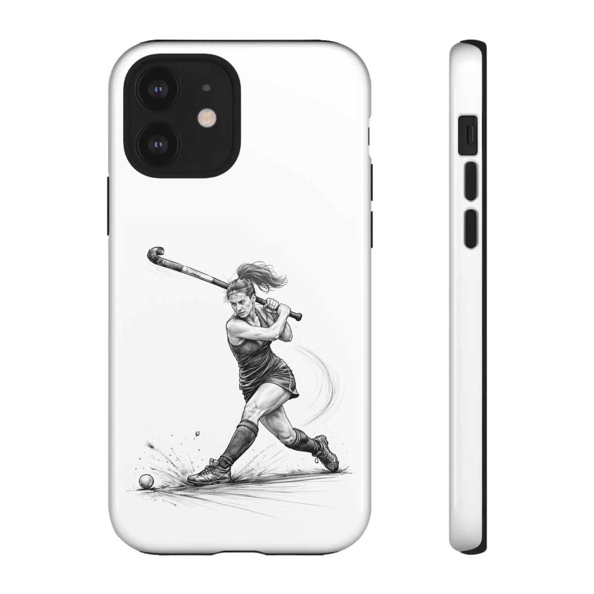 Phone Case, Hockey, Female Player "Tomahawk" shot design, Tough Case